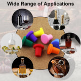 7 Wine Bottle Stoppers - Reusable - 7 Colors - Silicone Stoppers, Inner Diameter 1.7-2 cm - Wine Bottle Stoppers - Side View