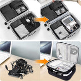 Cable Organizer Travel Bag - Waterproof Portable Cable Organizer - For Chargers, USB Sticks, Headphones, Power Banks, Hard Drives, and SD Cards - Top-Down View