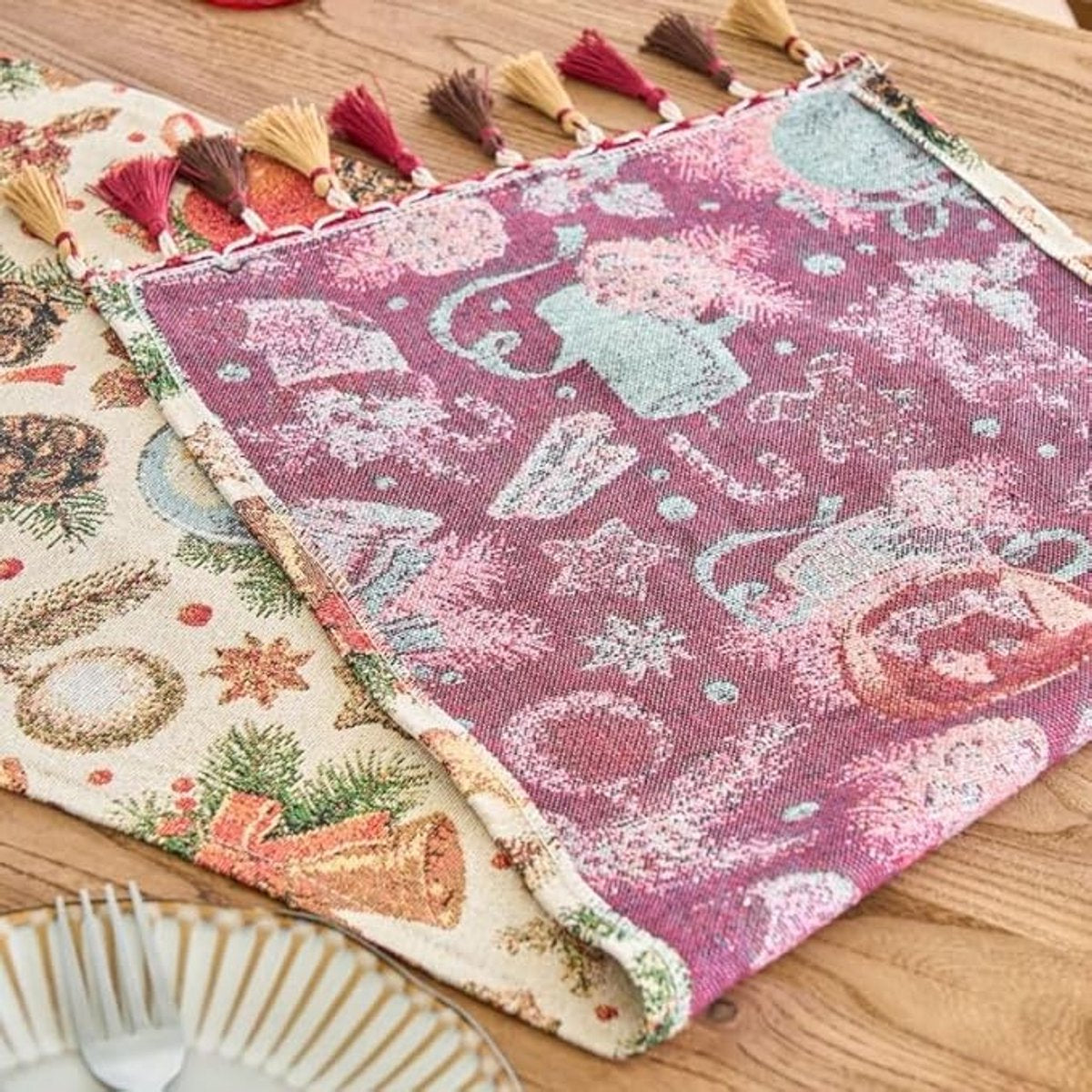 Table Runner - Christmas Table Runner - Home Decoration - Christmas Decoration - Christmas Snowball Pattern Table Runner - Suitable for dining tables and cabinets - Can be used for Thanksgiving, parties, Christmas, weddings, banquets and New Year's decora