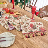 Table Runner - Christmas Table Runner - Home Decoration - Christmas Decoration - Christmas Snowball Pattern Table Runner - Suitable for dining tables and cabinets - Can be used for Thanksgiving, parties, Christmas, weddings, banquets and New Year's decora - Rear View