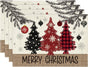 Placemats - Set of 4 - Christmas placemats - Table mats - Coasters - Christmas decorative placemats - 46x31cm - Suitable for party decorations, kitchens and dining rooms