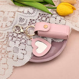 Lipstick Holder - with Mirror - Storage Box - Key Ring - Suitable for Car Keys, Lipstick Organizer (Pink) - Side View