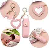 Lipstick Holder - with Mirror - Storage Box - Key Ring - Suitable for Car Keys, Lipstick Organizer (Pink)