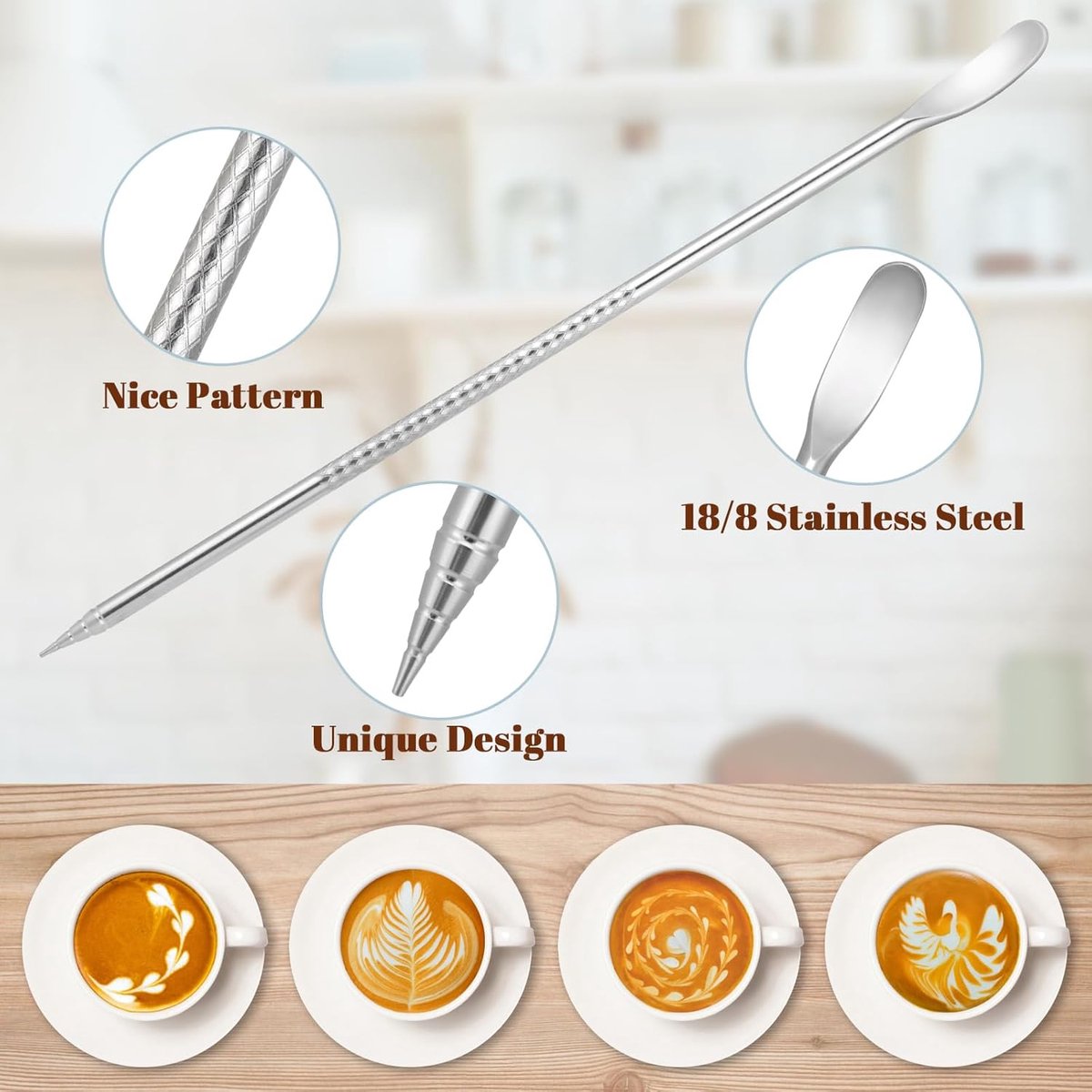 Milk Frothing Cup - 350ml Milk Frothing Cup - Clear Markings - Cappuccino Espresso Machine Accessory Made of Stainless Steel 304 - Suitable for Barista Coffee Shops - With Latte Art Pen - Silver