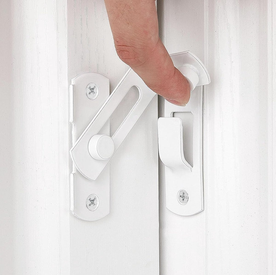 4-piece package - Sliding bolt - Stainless steel bolt - Safety lock (white)