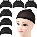 6-Pack Wig Caps - Black Elastic Wig Caps - Suitable for women, girls and children.