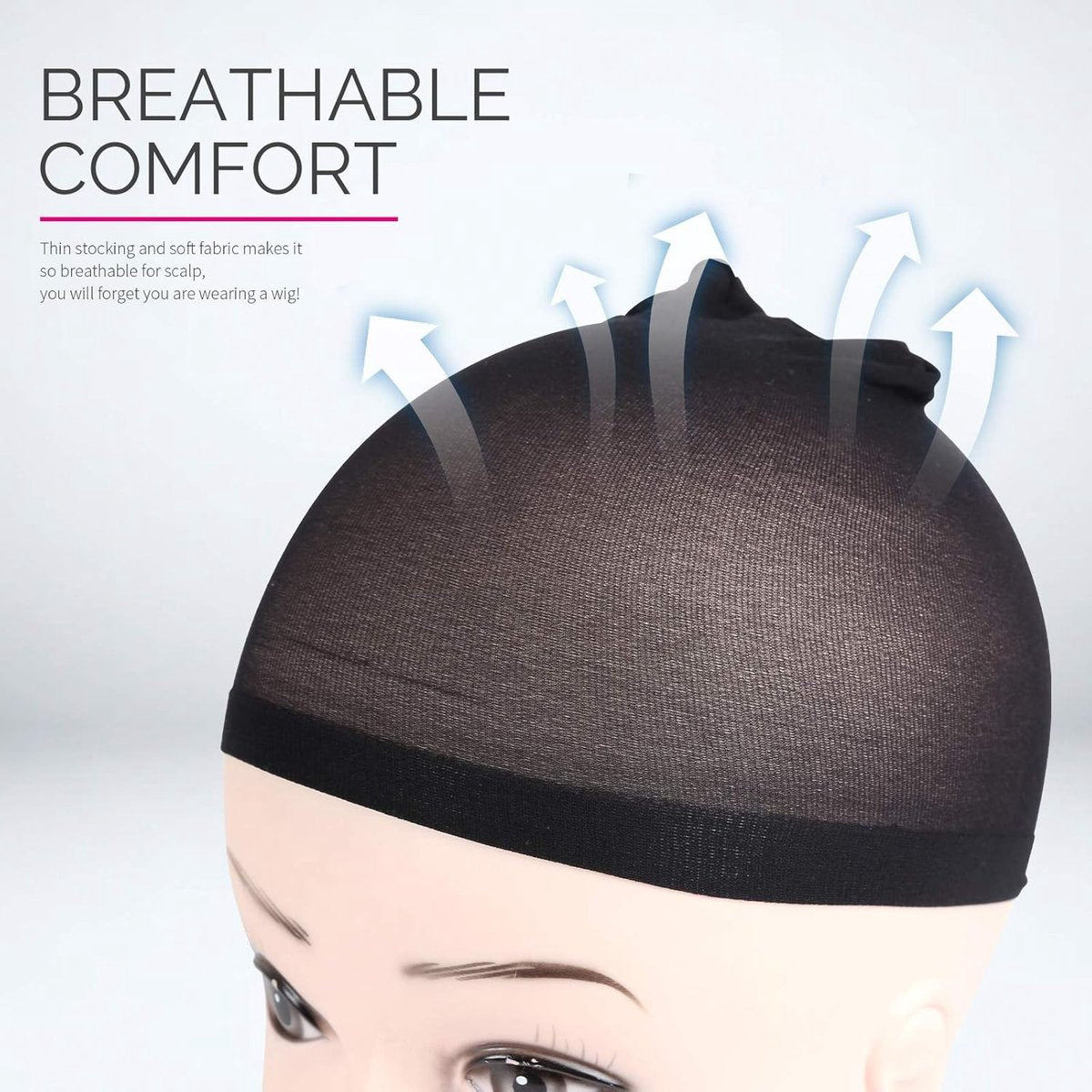 6-Pack Wig Caps - Black Elastic Wig Caps - Suitable for women, girls and children.