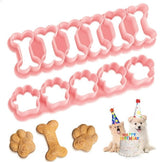 Set of Two Mini Cookie Cutters - 2.5cm Dog Bone Cookie Cutter, Dog Paw Cookie Cutter, Homemade Dog Biscuits, Snacks, Cakes & Cookies (Morandi Pink)