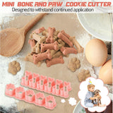 Set of Two Mini Cookie Cutters - 2.5cm Dog Bone Cookie Cutter, Dog Paw Cookie Cutter, Homemade Dog Biscuits, Snacks, Cakes & Cookies (Morandi Pink) - Front View