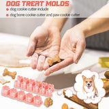 Set of Two Mini Cookie Cutters - 2.5cm Dog Bone Cookie Cutter, Dog Paw Cookie Cutter, Homemade Dog Biscuits, Snacks, Cakes & Cookies (Morandi Pink) - Top-Down View