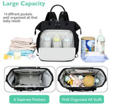 Convertible Diaper Bag - Wide Opening - 14 Pockets - Stylish - Baby Changing Bag - with Stroller Buckle - Diaper Bag - Waterproof (Black) - Top-Down View