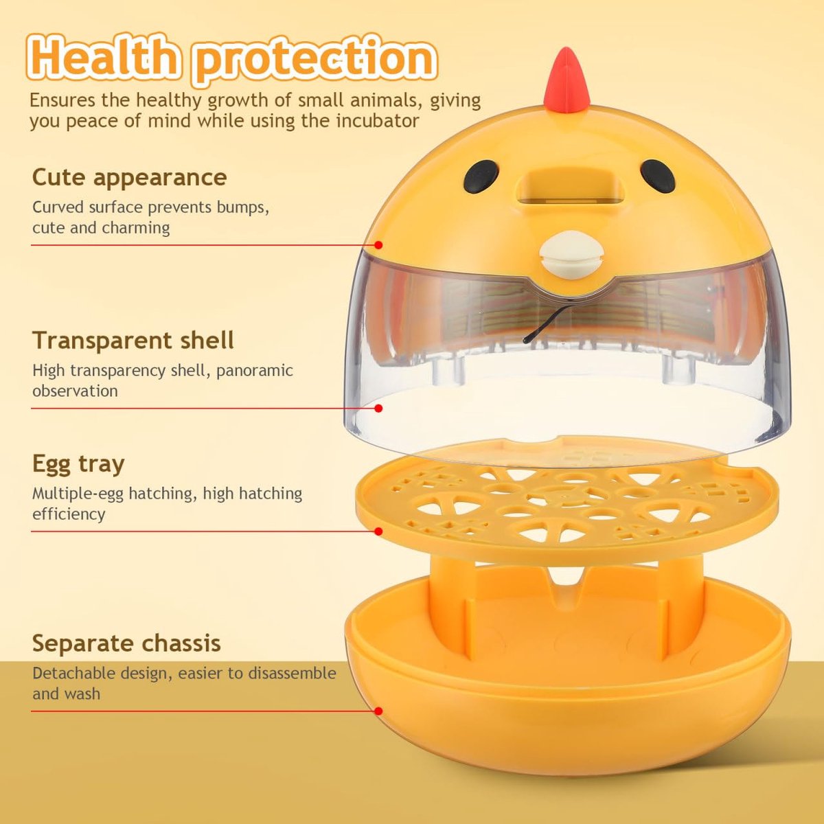 Incubator - Egg incubator | Incubator with a capacity of 4 eggs - with automatic temperature and humidity control - suitable for hatching eggs of chickens, ducks, geese, quails, parrots and other poultry