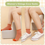Socks - 6 Pairs of Pleated Socks for Women, Striped Pleated Socks, Cute Socks for Women - Checked Socks - Ankle Socks for Women - Cotton Knitted Socks - Sizes 5-9 - Front View