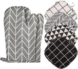 Set of 6 - Oven Mitts and Heat Resistant Mat - Microwave Gloves and Heat Resistant Oven Mat - Cooking Specific
