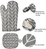Set of 6 - Oven Mitts and Heat Resistant Mat - Microwave Gloves and Heat Resistant Oven Mat - Cooking Specific