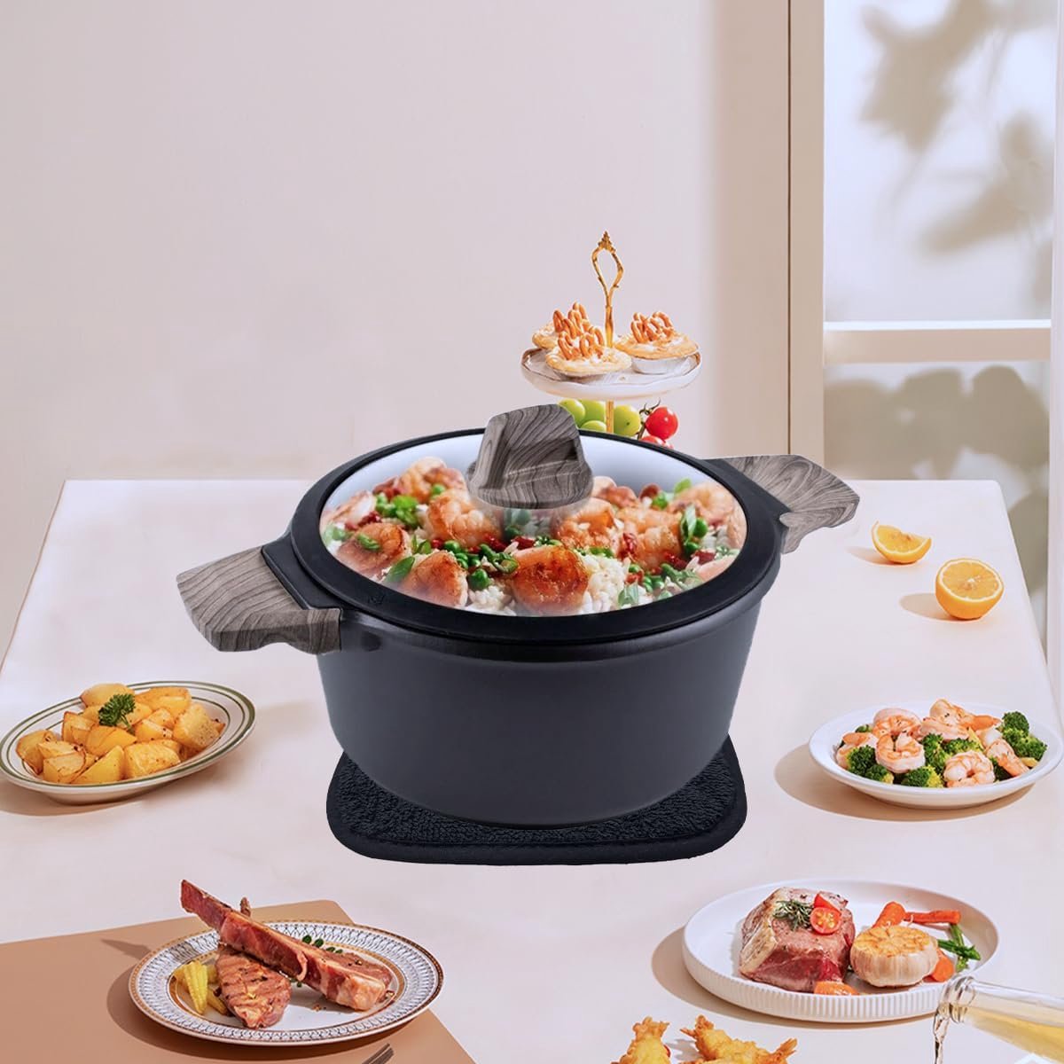 Set of 2 heat insulation mats - thickened - heat insulation mat - anti-scalding - microwave gloves - silver cloth - pot holder