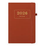 2026 Daily Planner – 2026 Adult Agenda – 1 Day on 1 Page – 365 Day Planner & Notebook – 14.0*20.8cm – Brown