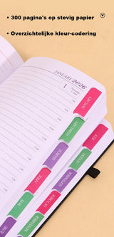 2026 Daily Planner – 2026 Adult Agenda – 1 Day on 1 Page – 365 Day Planner & Notebook – 14.0*20.8cm – Brown - Side View