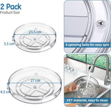 Set of two rotating storage racks (27+23.5 cm) - Rotating spice rack, rotating rack for refrigerator cabinet, rotating shelf for cupboard - Suitable for various storage spaces - Cosmetics storage - 45-Degree Angle