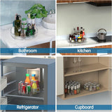 Set of two rotating storage racks (27+23.5 cm) - Rotating spice rack, rotating rack for refrigerator cabinet, rotating shelf for cupboard - Suitable for various storage spaces - Cosmetics storage - Rear View