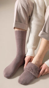 Thick Winter Socks Men - House Socks - Fluffy Socks - Casual Socks - Work Socks - 6-Pack Socks Men 43 46 - Size 40-46 - Black, White, Gray - Top-Down View