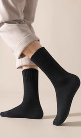 Thick Winter Socks Men - House Socks - Fluffy Socks - Casual Socks - Work Socks - 6-Pack Socks Men 43 46 - Size 40-46 - Black, White, Gray - Low Angle