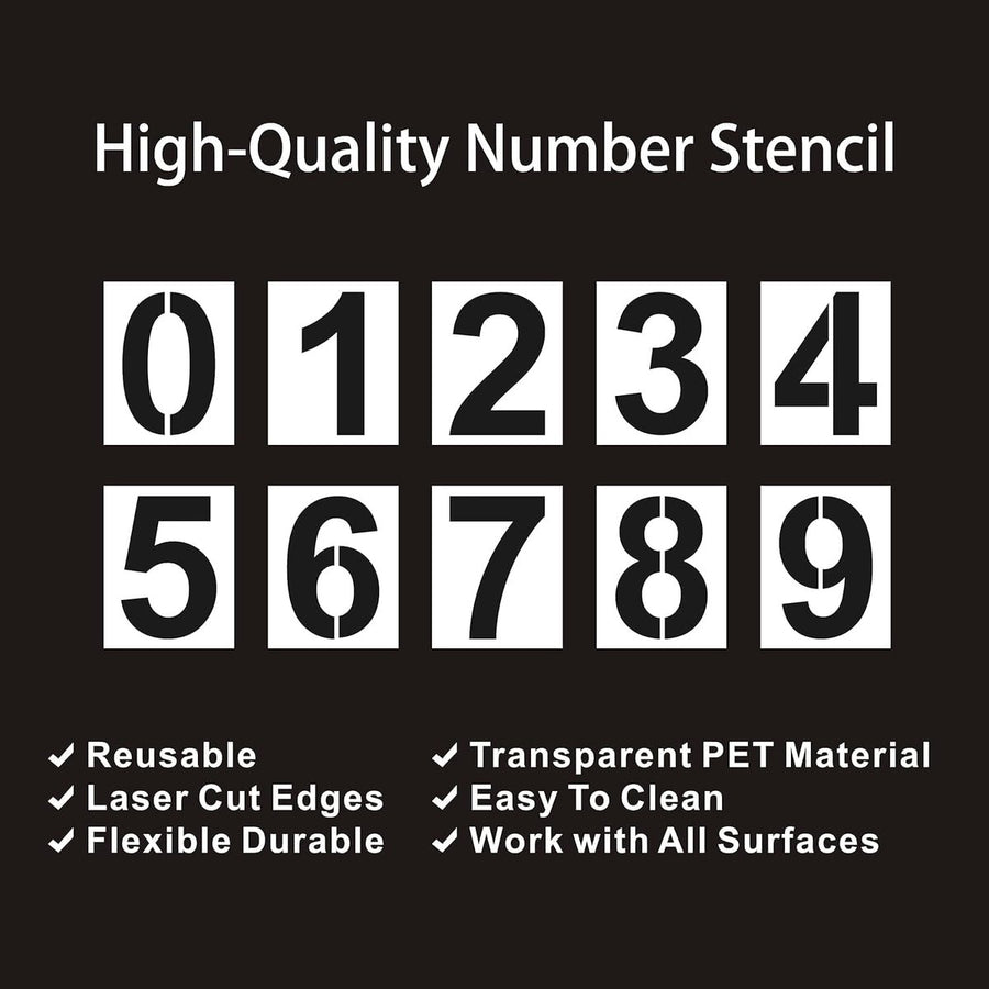 Number Stencil Set - Address Stencils 0-9 - Reusable Plastic Number Stencils - Cake Stencils - Paint by Number Stencils 6 inch