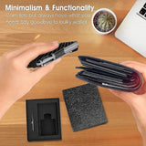 Wallet - Credit Card Holder - Men's Wallet - Minimalist Ultra-Thin Men's Wallet - Aluminum Alloy Material - Black - Side View
