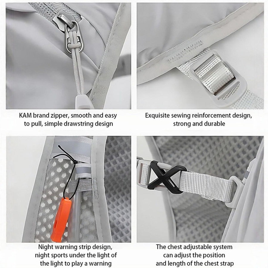 Sports Vest - Cycling - Running - Hiking - Breathable Cycling Cross-Country Marathon Hydration Bag Backpack - Gray