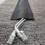 Floor Cable Cover - 20 ft Cord Protector Hook and Loop Storage Sleeve - Used to protect cables and prevent tripping over cords - Side View