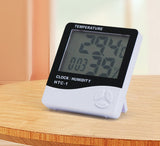 HTC-1 Home Thermometer with Electronic Alarm Clock - Creative Thermometer and Hygrometer with Large Screen - Portable Visual Alarm Clock - Front View