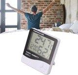 HTC-1 Home Thermometer with Electronic Alarm Clock - Creative Thermometer and Hygrometer with Large Screen - Portable Visual Alarm Clock - Side View