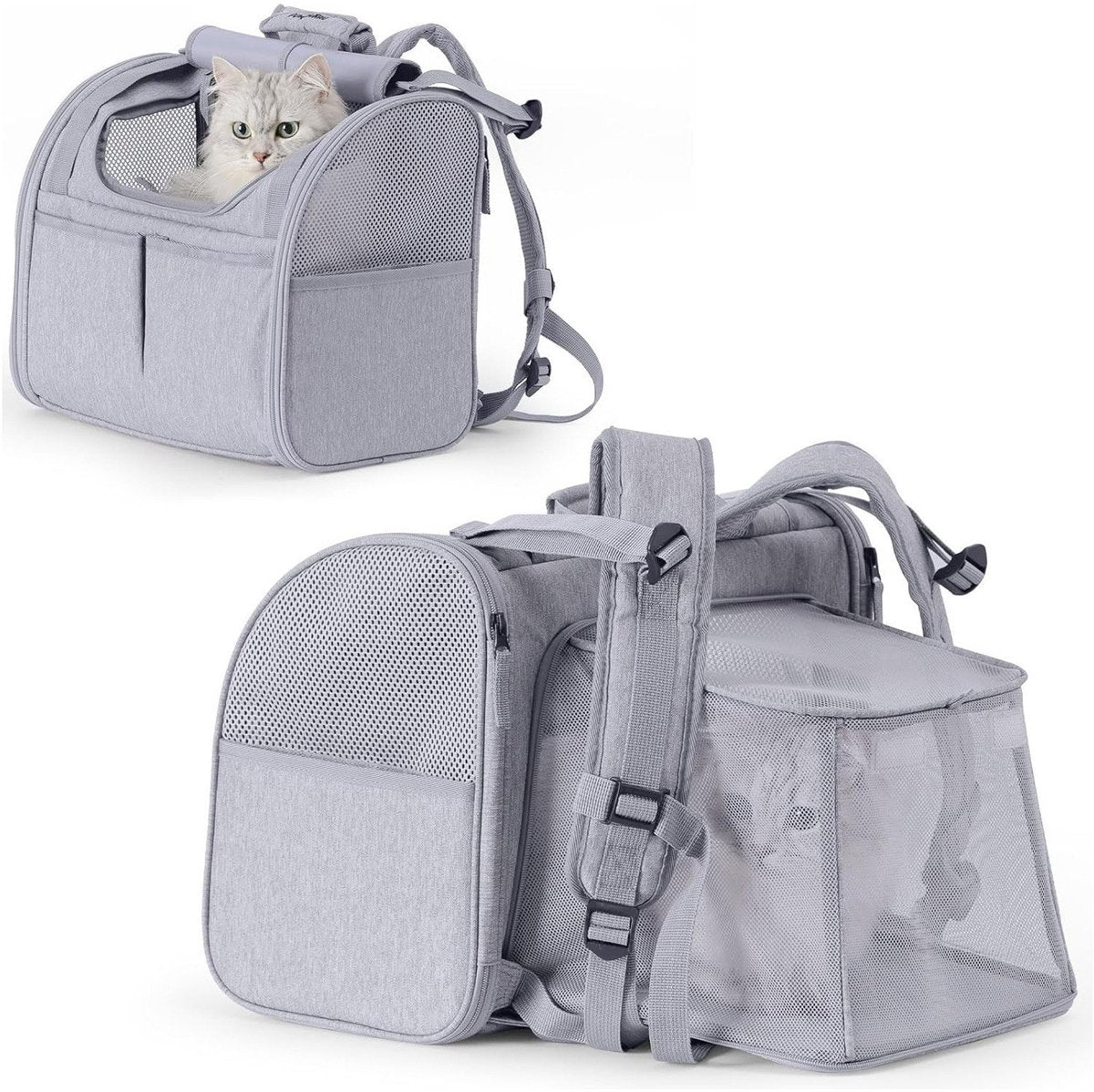 Travel Basket for Cats and Dogs - Carrier for Cats and Dogs - Travel Bag for Cats and Dogs - Dog Carrier - Cat Carrier - up to 10 lbs - Gray