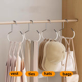 10-pack - Non-slip - Space-saving - Storage rack - Wardrobe belt/scarf hooks - Suitable for displaying hats, vests, ties, shawls (white) - Top-Down View