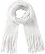 Scarf - Women's Winter Scarf - Warm and Thick Knitted Checked Scarf - Blanket Scarf - Stylish Gift - A Gift for Her (White)