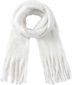 Scarf - Women's Winter Scarf - Warm and Thick Knitted Checked Scarf - Blanket Scarf - Stylish Gift - A Gift for Her (White)