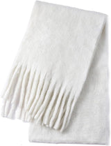 Scarf - Women's Winter Scarf - Warm and Thick Knitted Checked Scarf - Blanket Scarf - Stylish Gift - A Gift for Her (White)