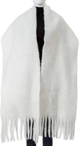 Scarf - Women's Winter Scarf - Warm and Thick Knitted Checked Scarf - Blanket Scarf - Stylish Gift - A Gift for Her (White)