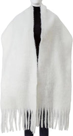 Scarf - Women's Winter Scarf - Warm and Thick Knitted Checked Scarf - Blanket Scarf - Stylish Gift - A Gift for Her (White)