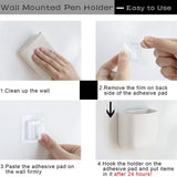 Pencil Holder - Self-Adhesive Wall Pencil Holder - Highlighter - Writing Tool Organizer - Storage - Whiteboard - Home Office - White - Set of 2