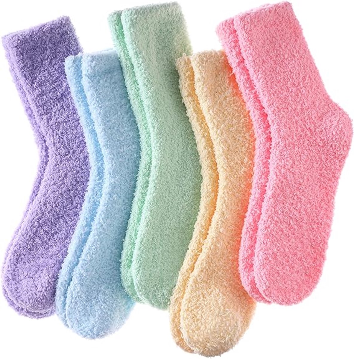 5 Pairs of Women's Fleece Socks - Comfortable and Soft - Warm Winter Socks - Soft microfiber socks, suitable for lounging and sleeping at home.