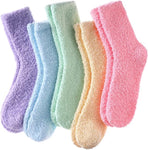 5 Pairs of Women's Fleece Socks - Comfortable and Soft - Warm Winter Socks - Soft microfiber socks, suitable for lounging and sleeping at home.