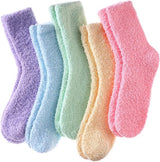 5 Pairs of Women's Fleece Socks - Comfortable and Soft - Warm Winter Socks - Soft microfiber socks, suitable for lounging and sleeping at home.