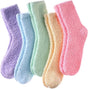 5 Pairs of Women's Fleece Socks - Comfortable and Soft - Warm Winter Socks - Soft microfiber socks, suitable for lounging and sleeping at home.