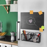 Pen Holder - Mesh Storage Basket with Extra Strong Magnets - Freezer Safe - Whiteboard - Cabinet Accessory - Office Supplies Organizer - Side View