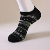 Socks - Fall/Winter Vintage Ethnic Striped Mid-Calf Socks - Breathable - Comfortable - Maillard - Crew Socks (7 Pairs) - Front View