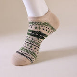 Socks - Fall/Winter Vintage Ethnic Striped Mid-Calf Socks - Breathable - Comfortable - Maillard - Crew Socks (7 Pairs) - Side View