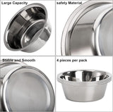 4-Pack Stainless Steel Food and Water Bowls for Cats and Dogs - Pet Food and Water Bowls - Pet Bowls - For Large, Medium, and Small Dogs - Kitten Bowls - Puppy Bowls - Top-Down View