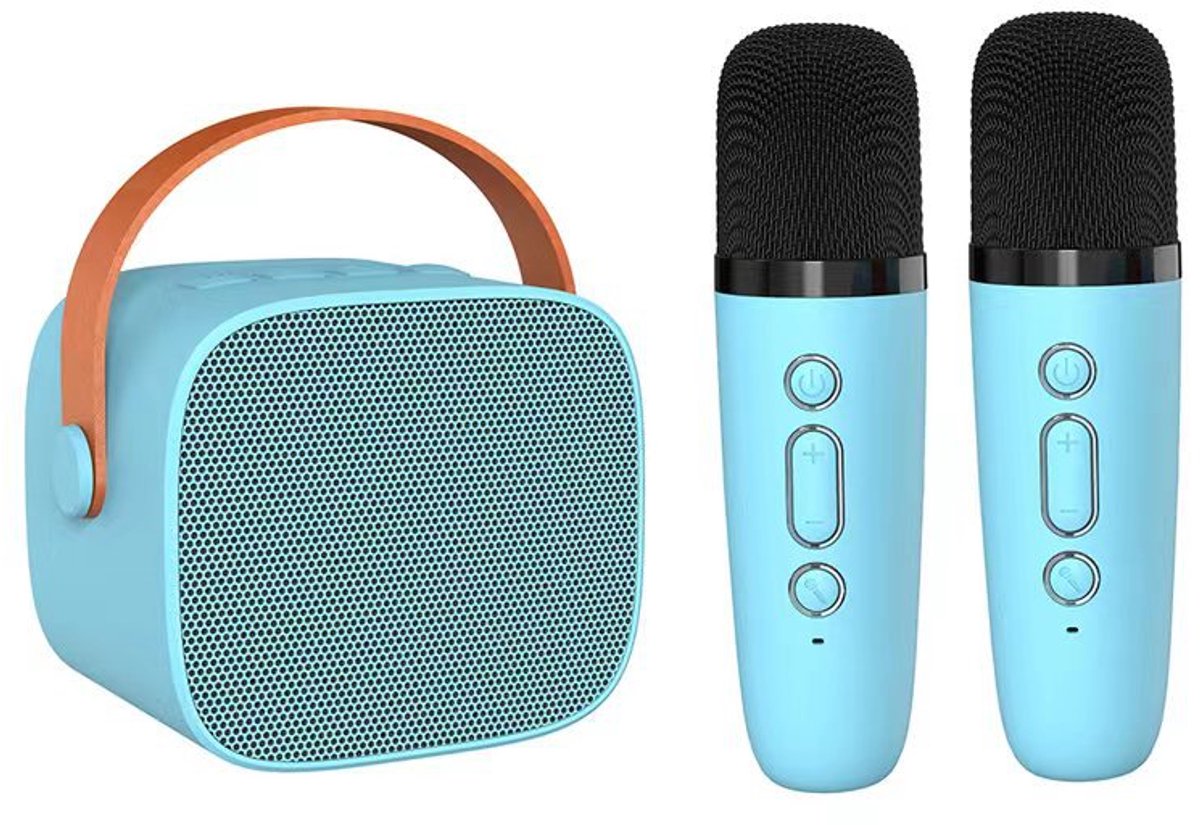 Mini Karaoke Machine - With 2 Microphones (Blue)