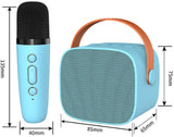 Mini Karaoke Machine - With 2 Microphones (Blue) - Front View